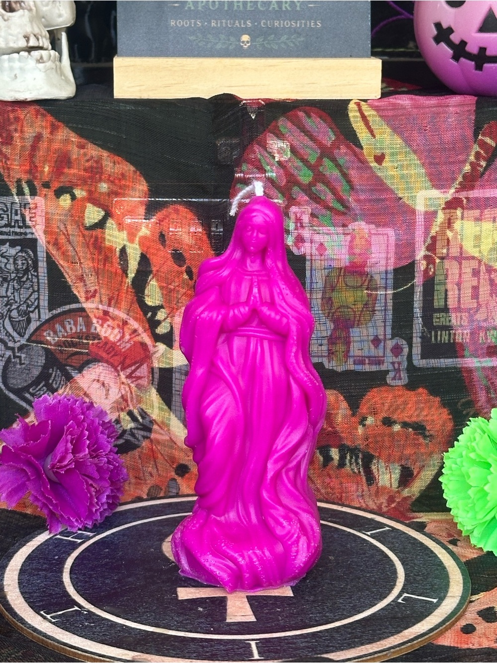 Handmade Purple Virgin Mary Candle
